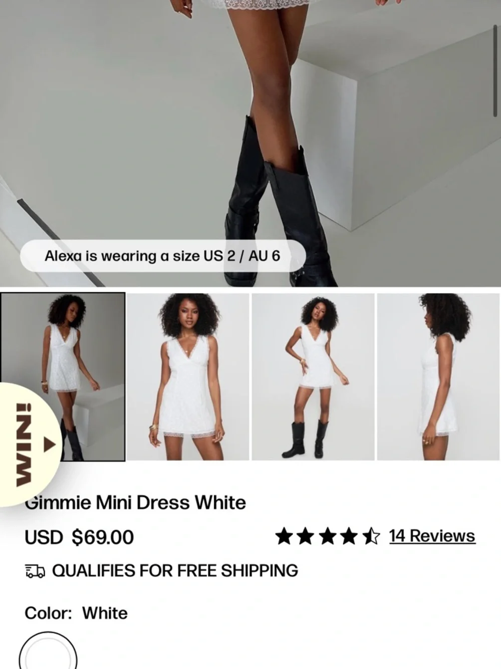 Princess Polly Gimmie Mini Dress in White - Delicate Embroidered Slip - Picture 7 of 9